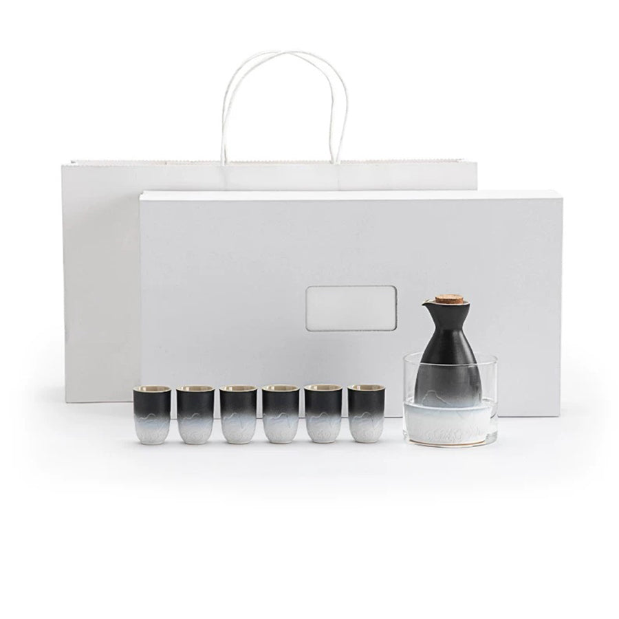 Mountain and Sea - Authentic hot sake set with warmer
