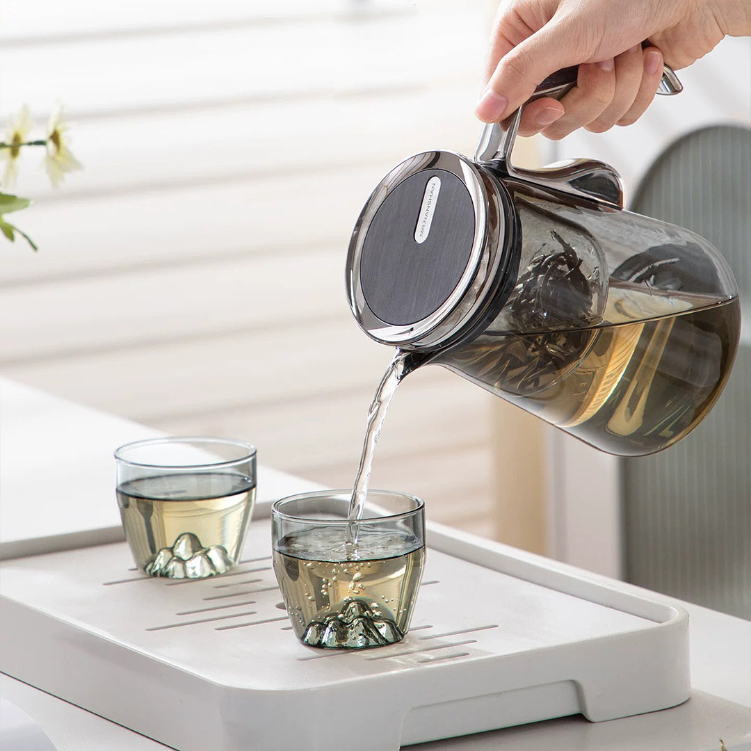 Théière automatique en verre | Pichet fleur/thé/café | Cadeau d'anniversaire
