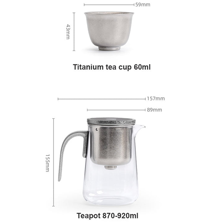 Flowing | Titanium and glass one-touch-teapot