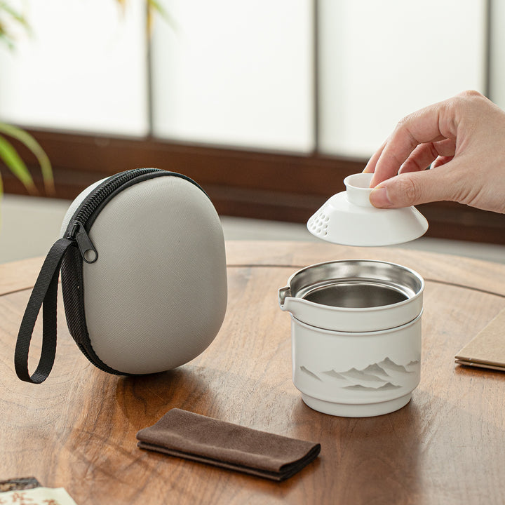Misty Mountain - Ceramic & Titanium travel tea set for one