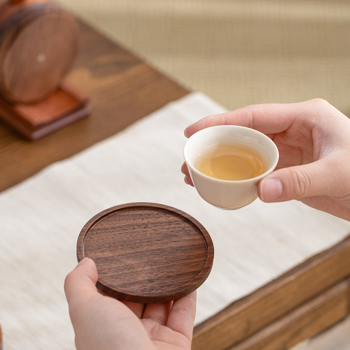 Lute Melody - Unique Pipa shape wooden coaster set of 6 - Teaware Space