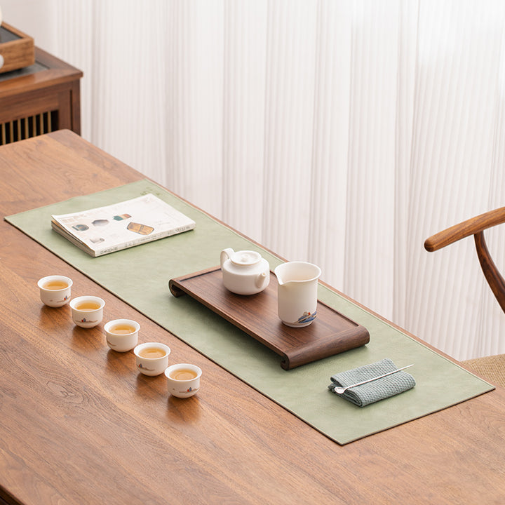 Chemin de table thé/café marron en cuir PU imperméable | Cadeau de pendaison de crémaillère