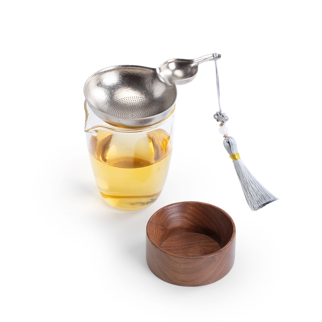 Gourd Gharm - Titanium tea strainer with holder set | Tea filter - Teaware Space