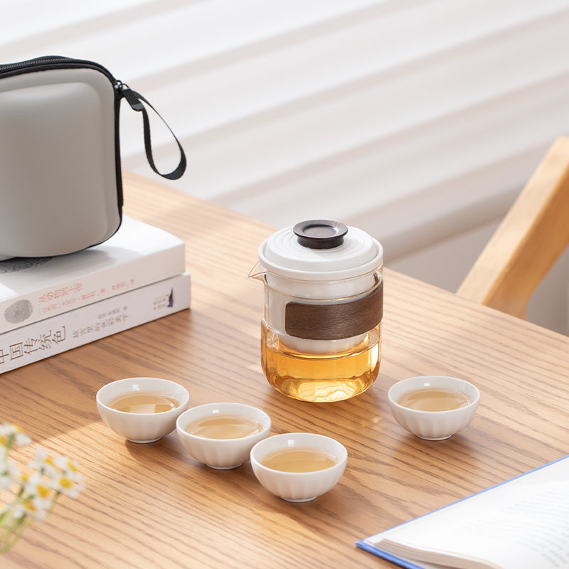 Portable tea set with case, tea set for two