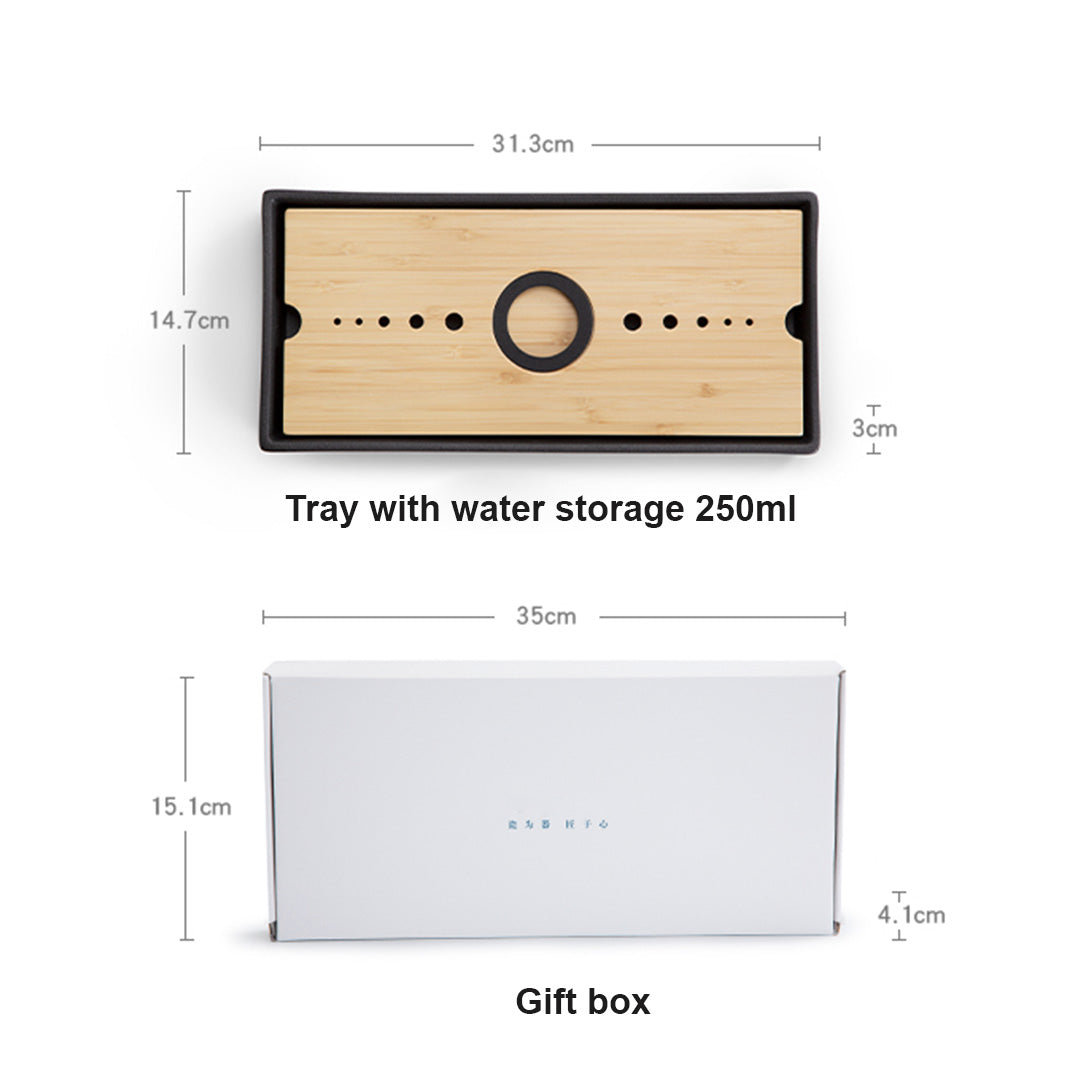 Custom Bamboo and ceramic tea tray drain