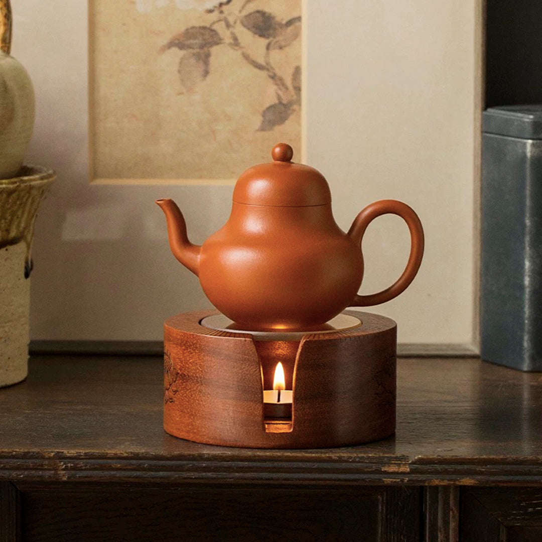 Walnut wood tea warmer candle stove | Essential oil burner