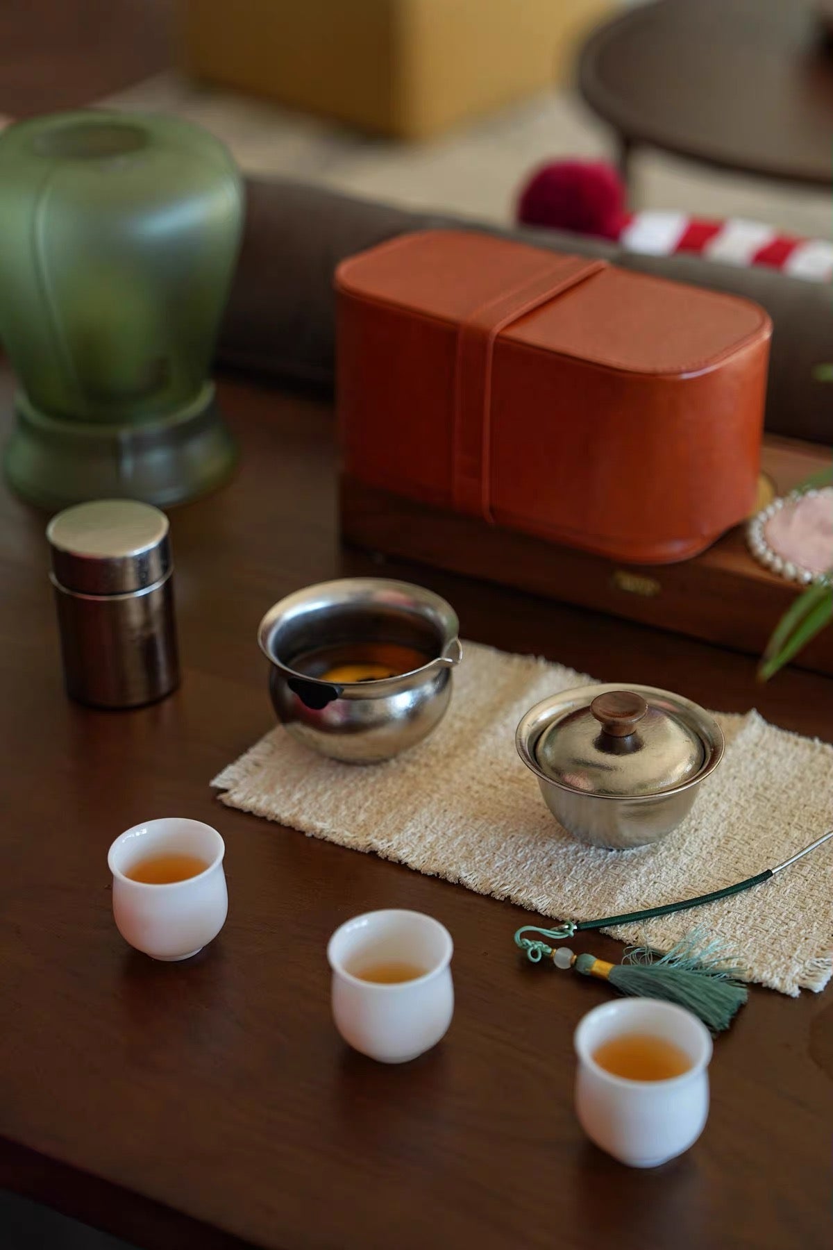 Essence | Titanium Gaiwan with ice jade cups tea set | Gift for