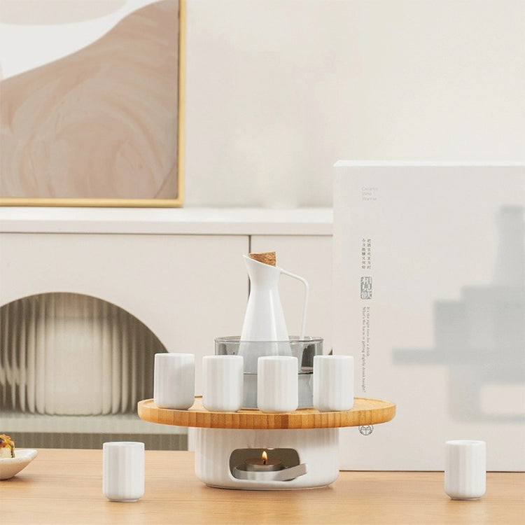 Japanese Sake set with warmer, candle stove, and tray - Teaware Space