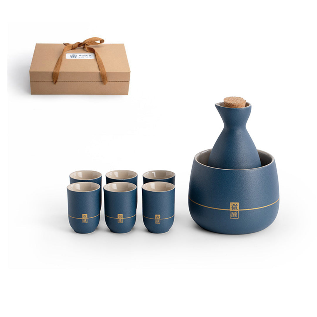 Personalized Japanese sake set with warmer and stove