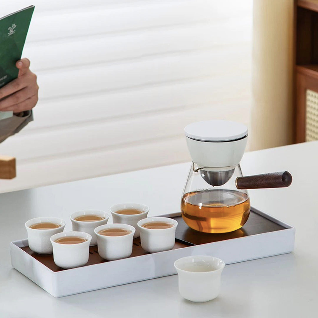 Semi automatic glass tea set| Personalized tea ceremony set with kettle - Teaware Space