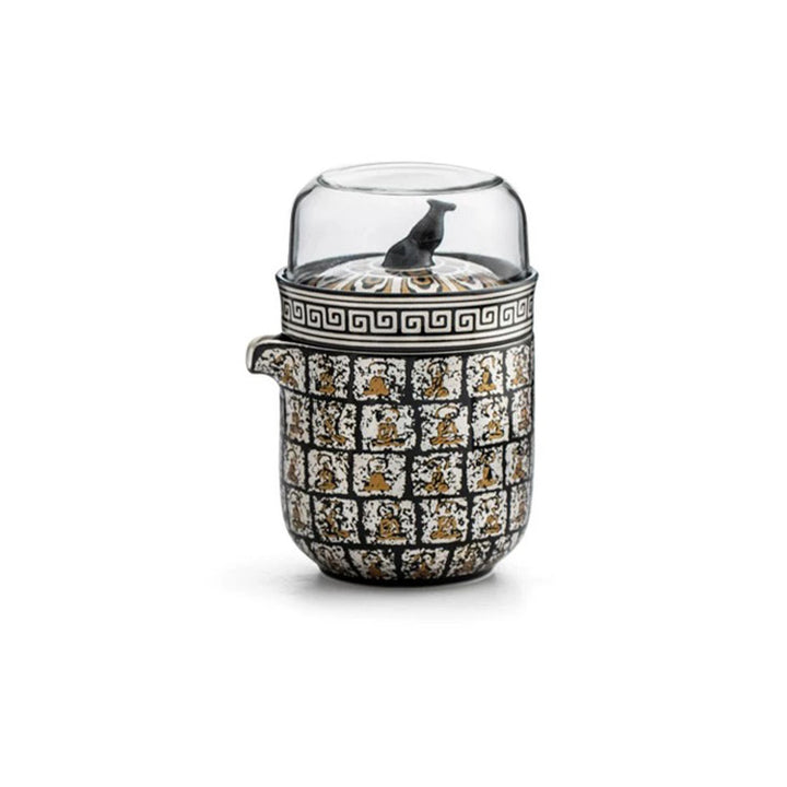 Thousand Buddha - Handmade silver and ceramic travel tea set - Teaware Space