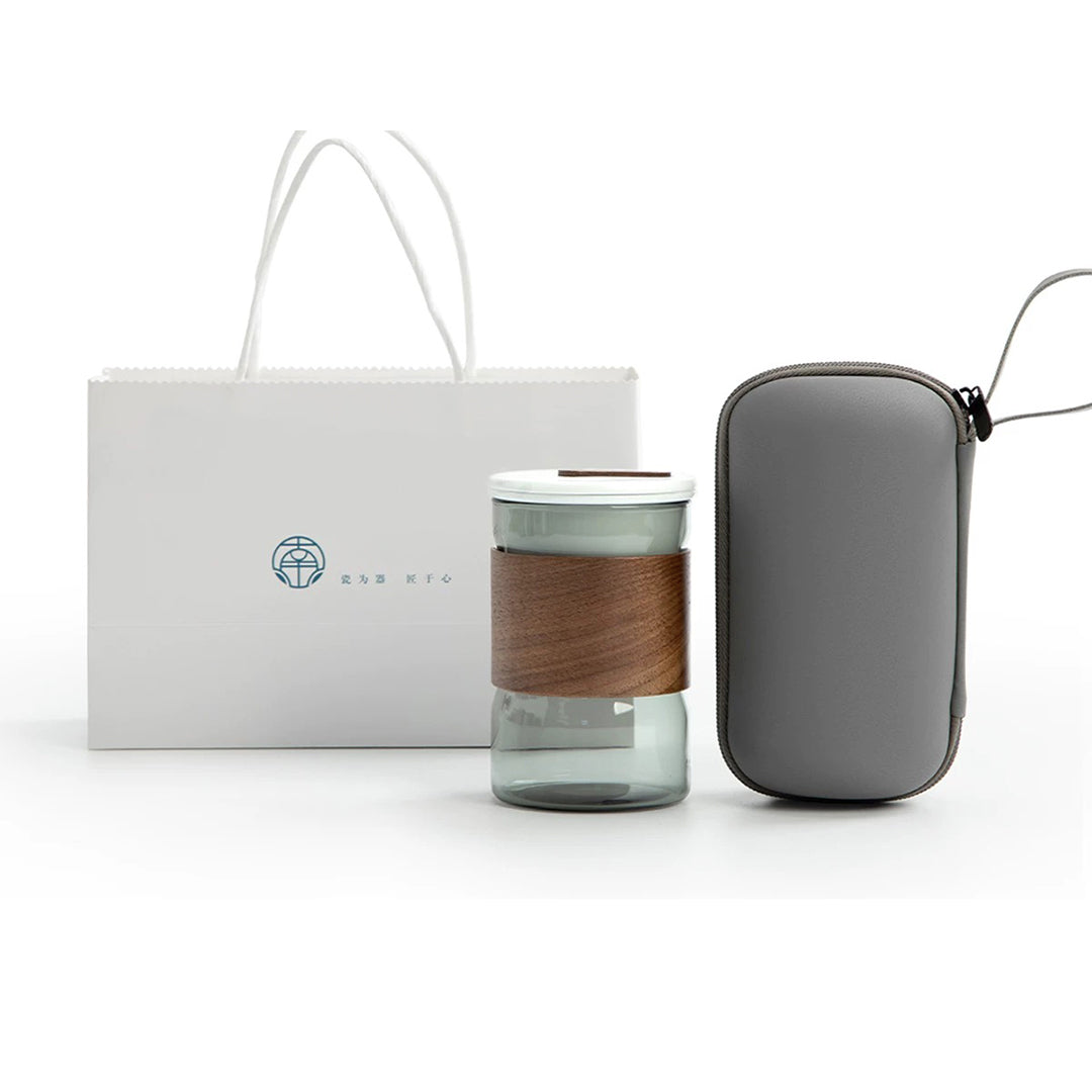 Custom name/logo Glass tea mug with infuser | Travel mug | Mr. Mrs mug set - Teaware Space