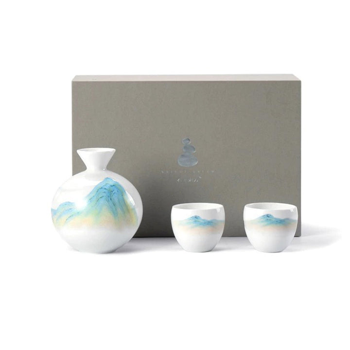 Vintage Japanese sake set with glass warmer | Anniversary gift idea for man