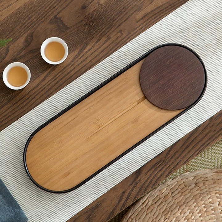 Custom name/logo Bamboo tea tray with water storage| Housewarming Gift