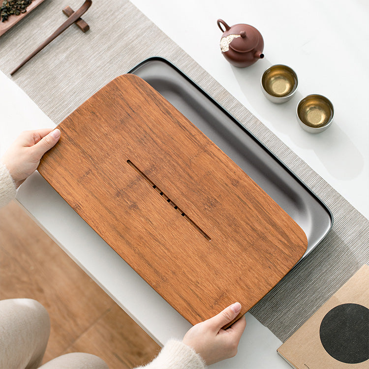 Returning to Seclusion - Personalized Bamboo tea tray with drainer - Teaware Space
