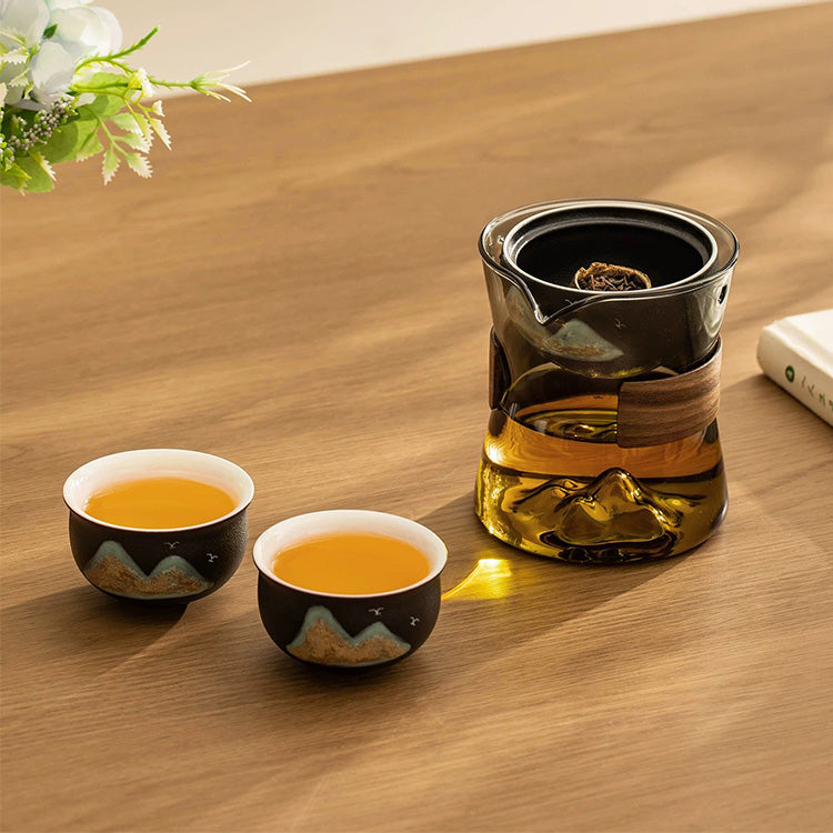 Peace in Mind -  3D mountain glass teapot with rotating infuser - Teaware Space