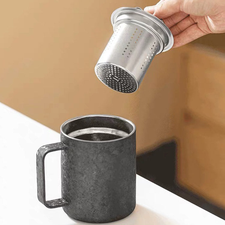 Unbreakable - Black Titanium tea infuser mug with lid