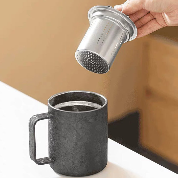 Unbreakable - Black Titanium tea infuser mug with lid