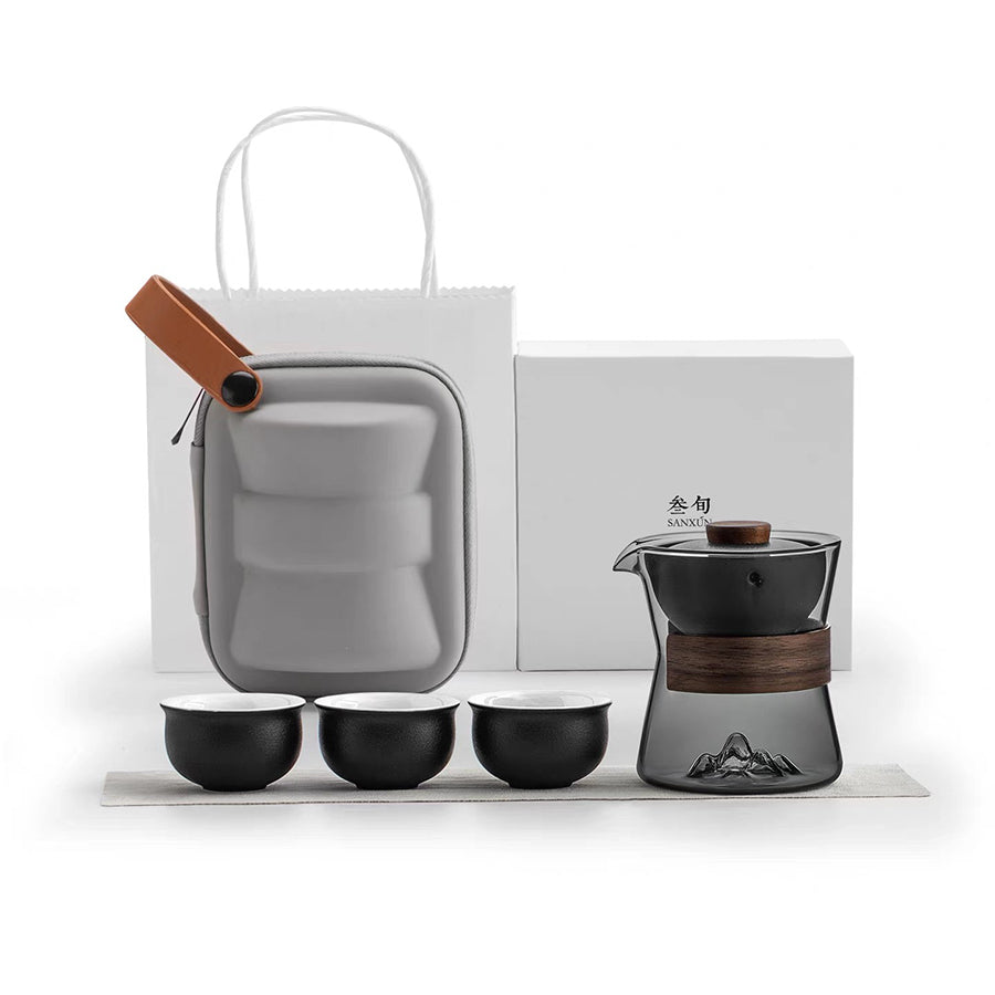 Comfy Hill - Glass rotate travel tea set with case