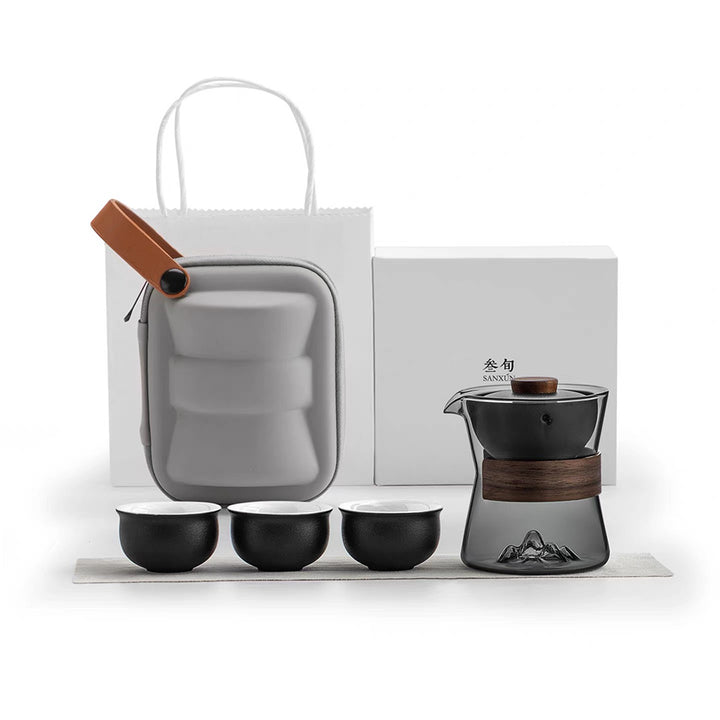 Comfy Hill - Glass rotate travel tea set with case