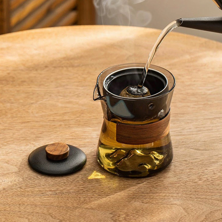 Peace in Mind -  3D mountain glass teapot with rotating infuser - Teaware Space