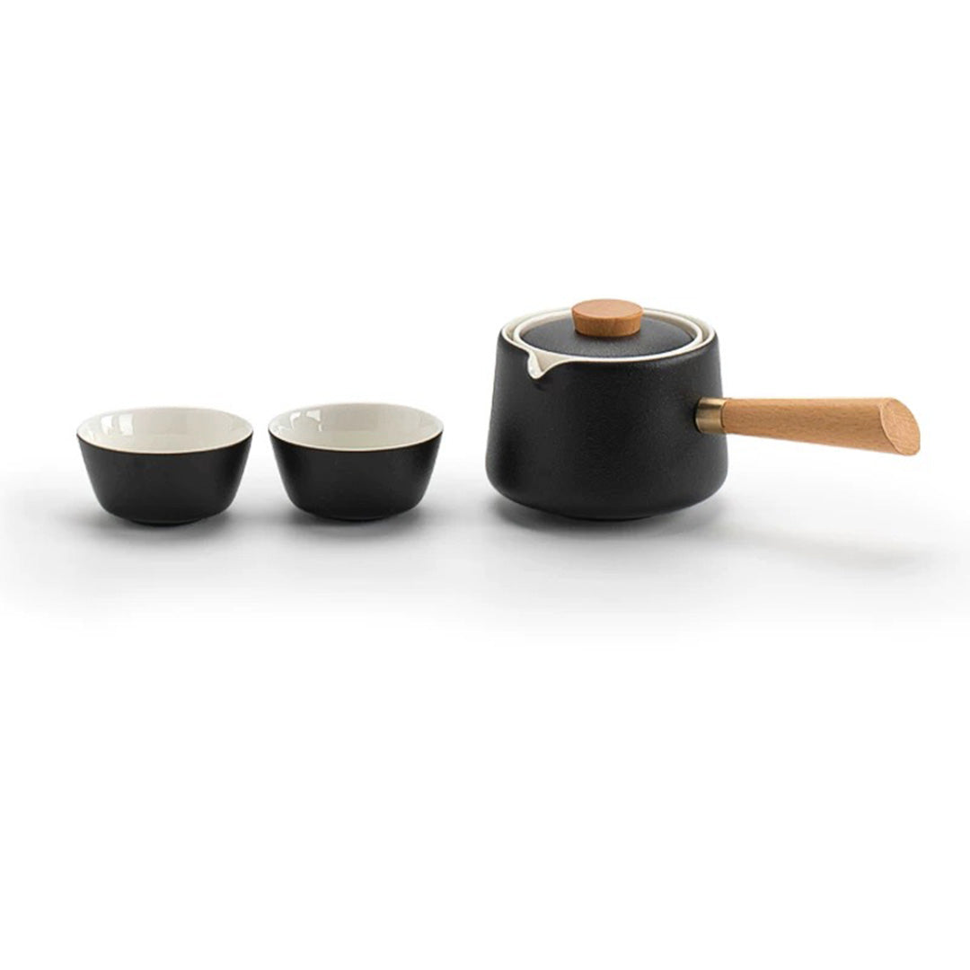 Cozy ceramic teapot with rotated infuser  | Travel tea set for two