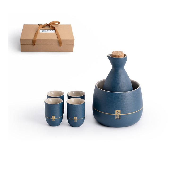 Personalized Japanese sake set with warmer and stove