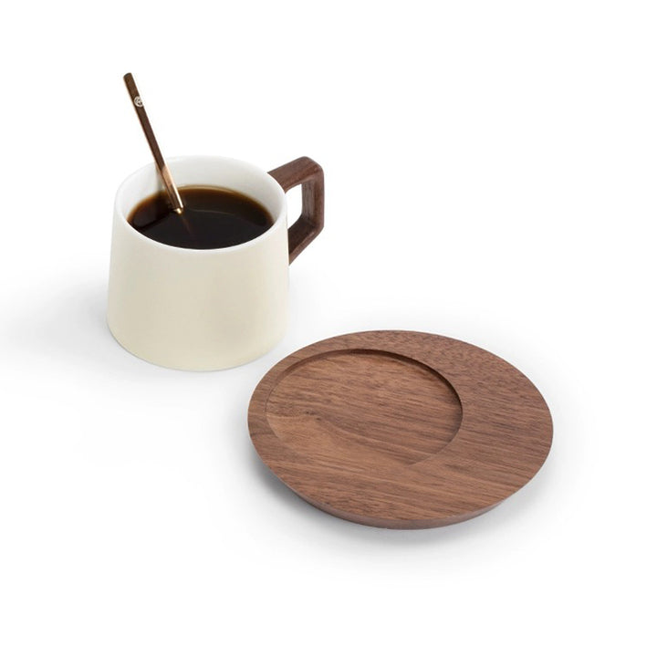 Personalized Coffee/tea mug with wood saucer set | Mr and Mrs mug | Gift for him/her