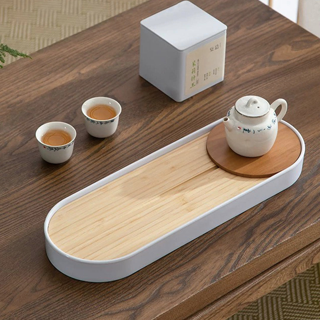 Custom name/logo Bamboo tea tray with water storage| Housewarming Gift