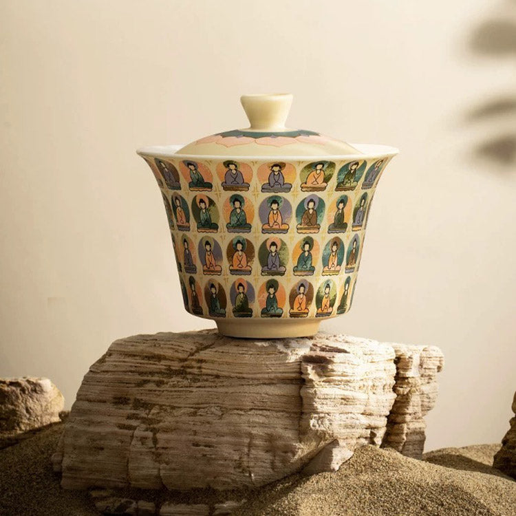 Thousand Buddha - Handmade Gaiwan tea set for one/two - Teaware Space