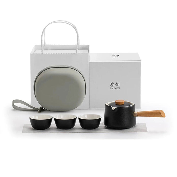 Cozy ceramic teapot with rotated infuser  | Travel tea set for two