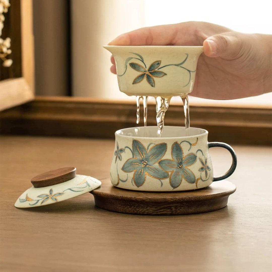 The Flower Dance - Hand-painted tea and latte mug - Teaware Space
