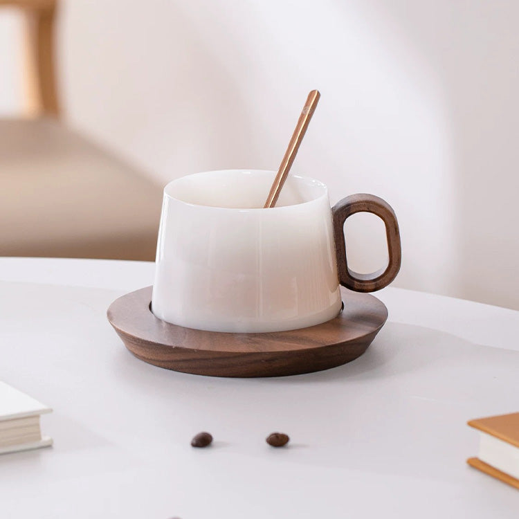 Alkiad - White ice jade porcelain latte mug set