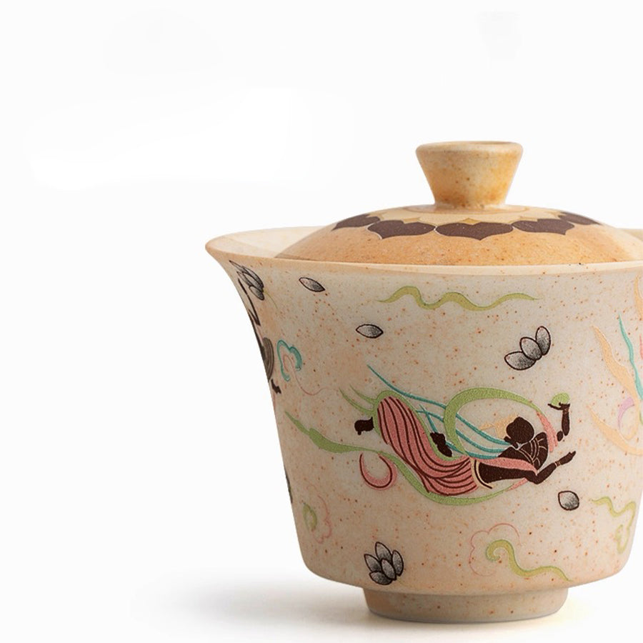 Dance with the flow - Handmade Chinese Gaiwan tea set