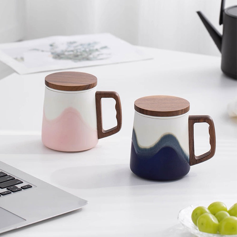 Mountain and Sea - Ceramic tea infuser mugs