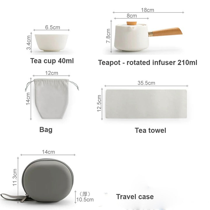 Cozy ceramic teapot with rotated infuser  | Travel tea set for two