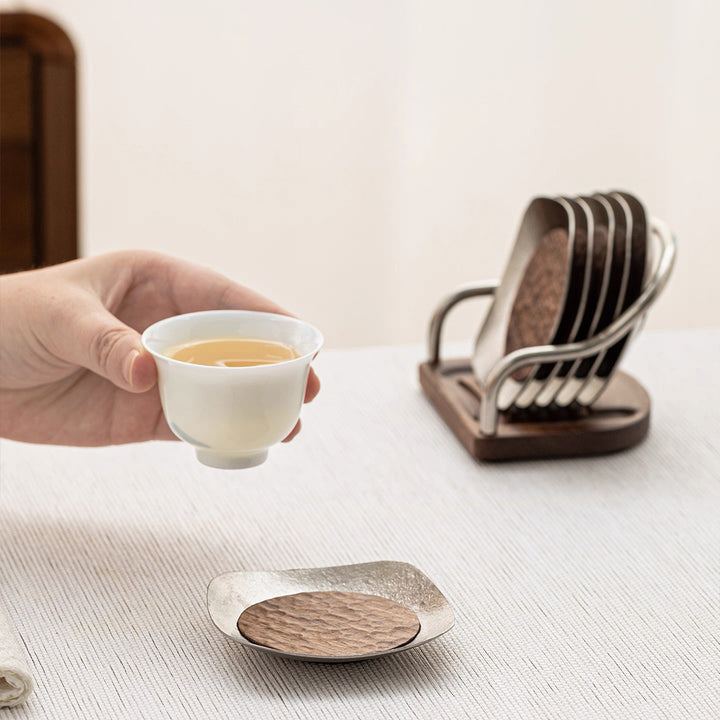 Ti-time  - Titanium coaster  set of 6 with holder