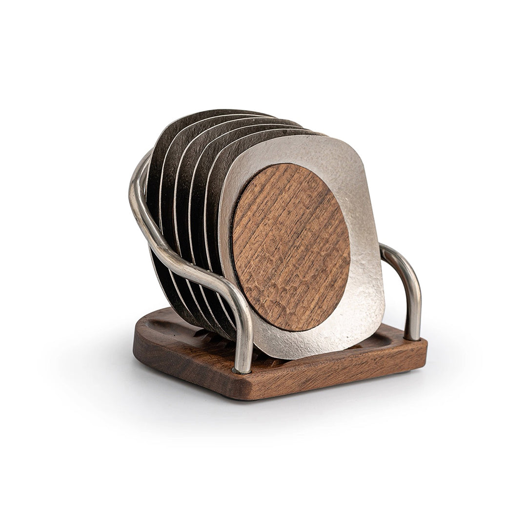 Ti-time  - Titanium coaster  set of 6 with holder - Teaware Space