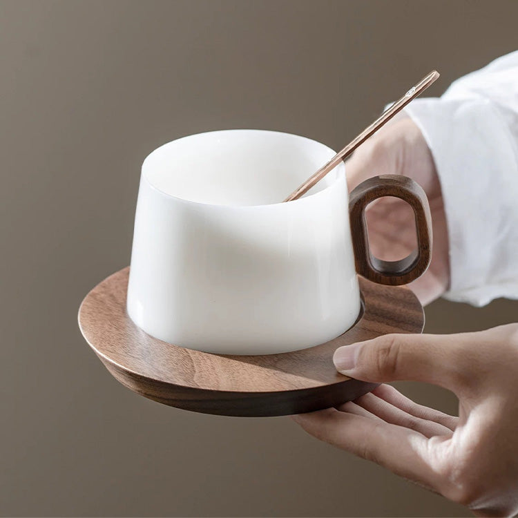 Alkiad - White ice jade porcelain latte mug set