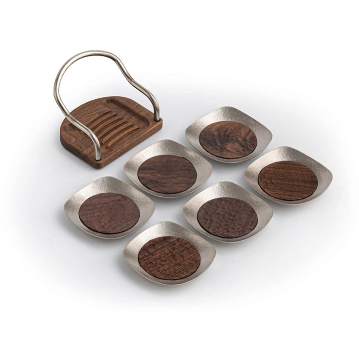 Ti-time  - Titanium coaster  set of 6 with holder