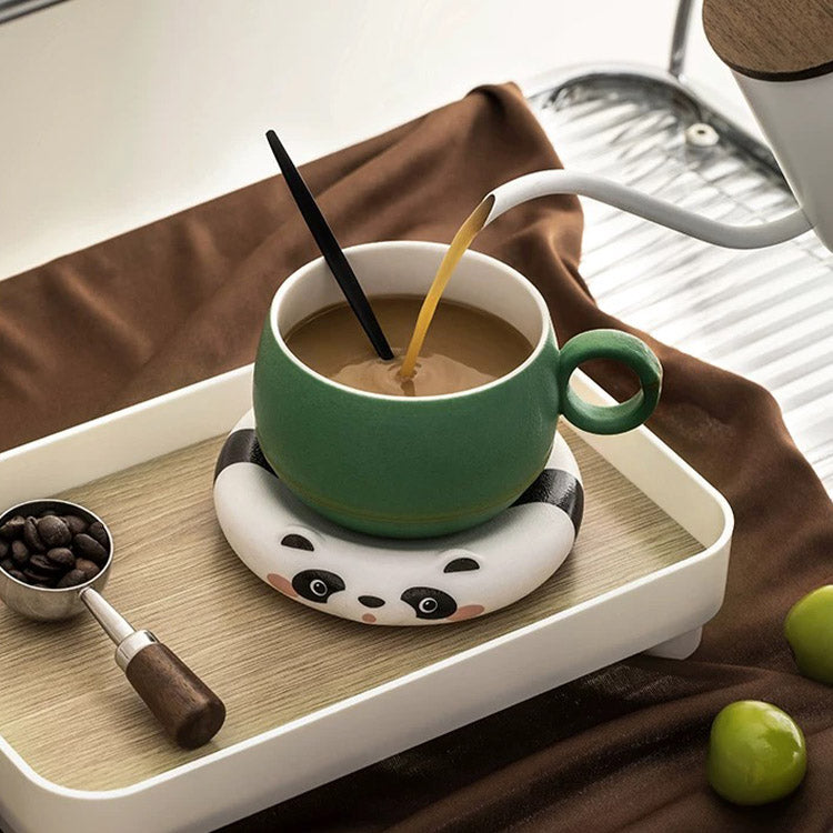 Cute Panda mug with infuser and saucer | Panda lover gift