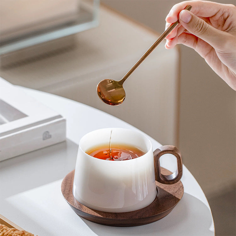 Alkiad - White ice jade porcelain latte mug set