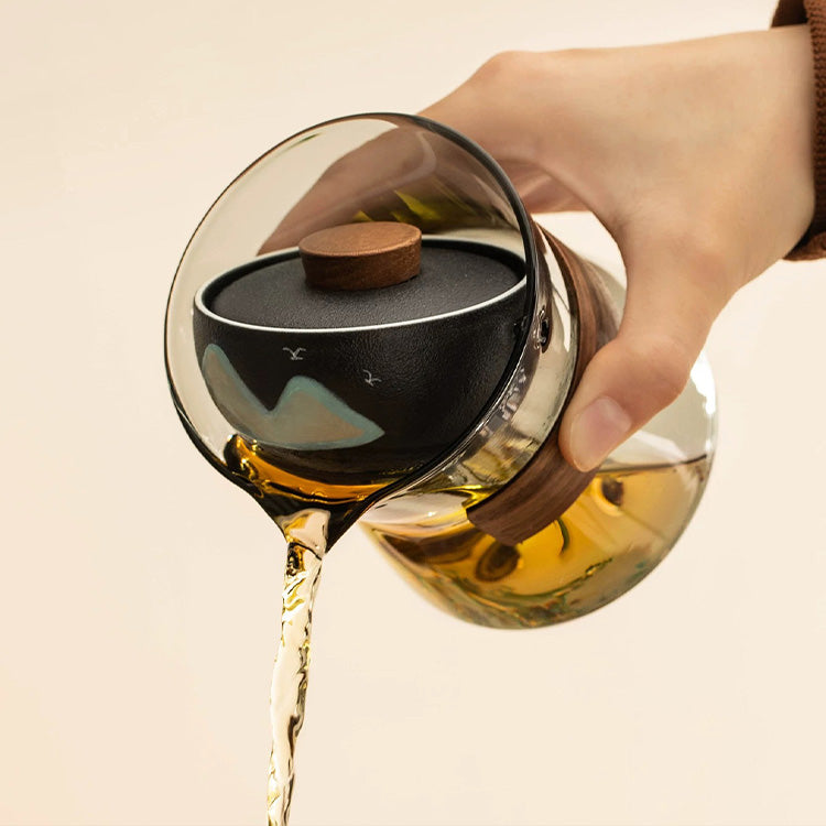 Peace in Mind -  3D mountain glass teapot with rotating infuser - Teaware Space