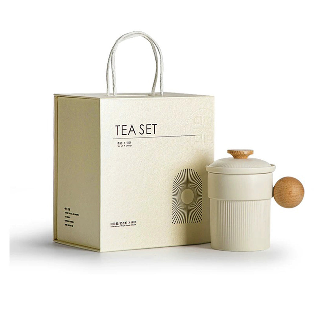 Cozy cream tea mug with infuser and lid | Pink Milk/latte mug - Teaware Space