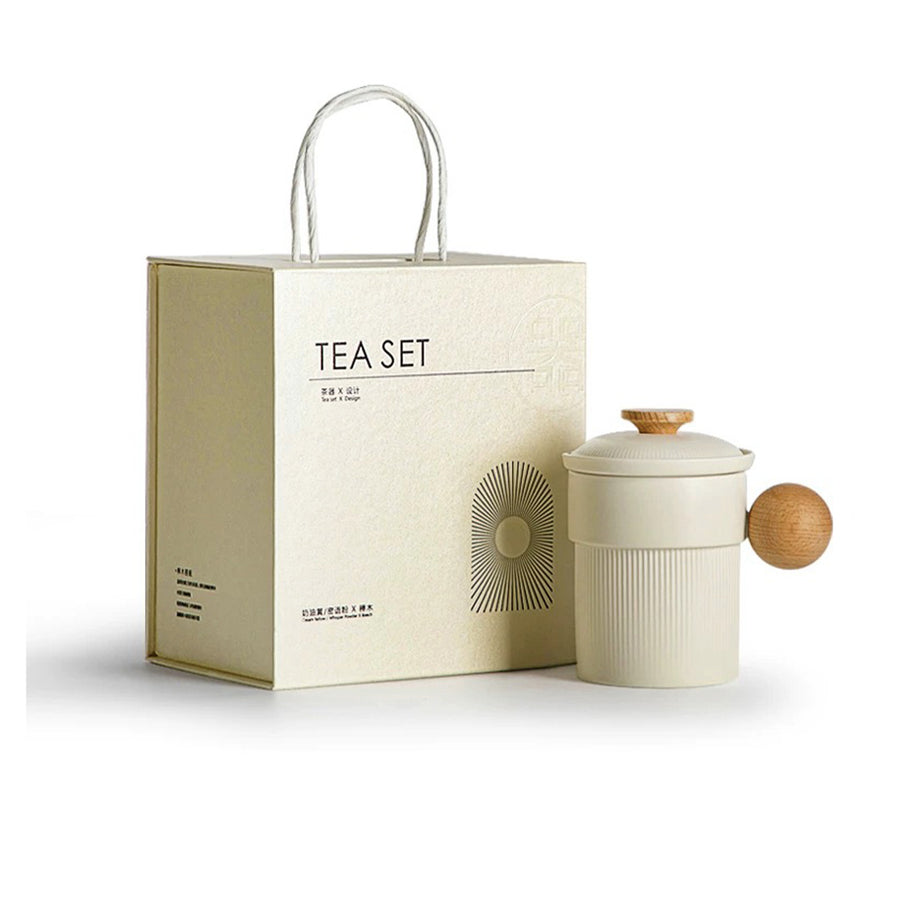 Cozy cream tea mug with infuser and lid | Pink Milk/latte mug - Teaware Space