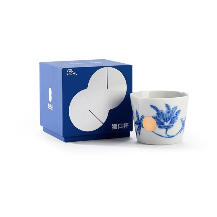 Luxury Jingdezhen Blue and white pottery Tea Cup with Gold and Dragon Decor | Wedding gift