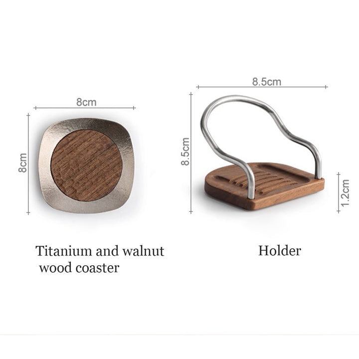 Ti-time  - Titanium coaster  set of 6 with holder