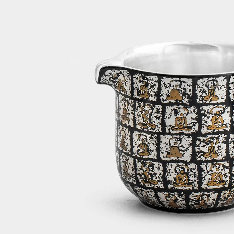 Thousand Buddha - Handmade silver and ceramic travel tea set - Teaware Space