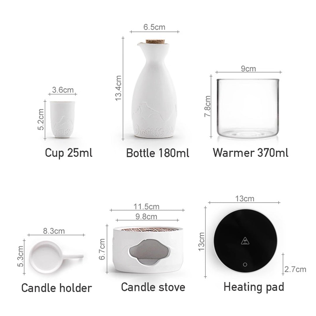 Mountain and Sea - Japanese sake set with warmer