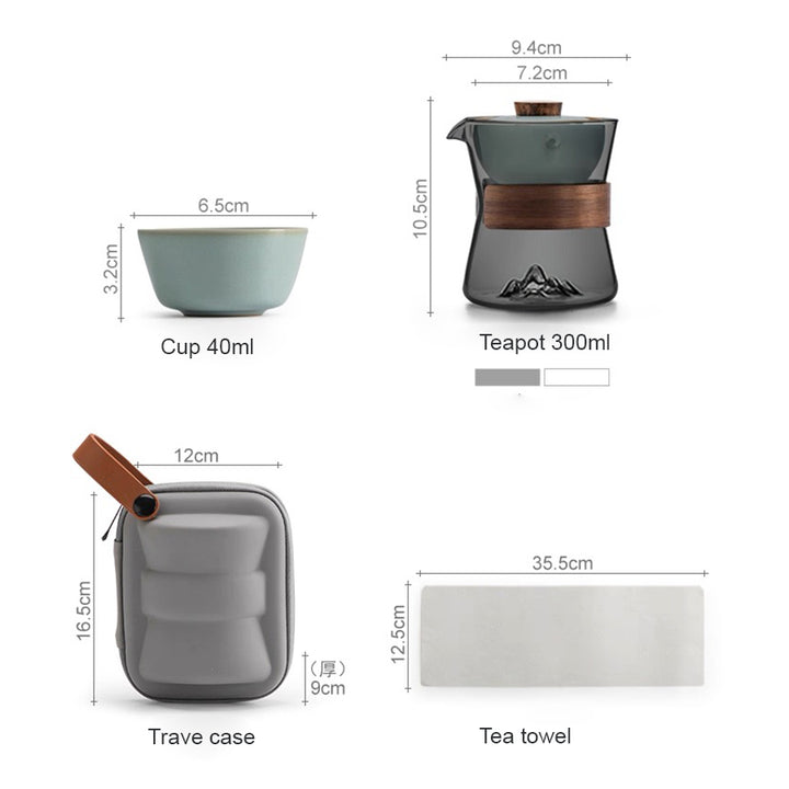 Comfy Hill - Glass rotate travel tea set with case